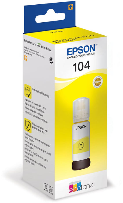 Epson inktfles 104, 7.500 pagina's, OEM C13T00P440, geel