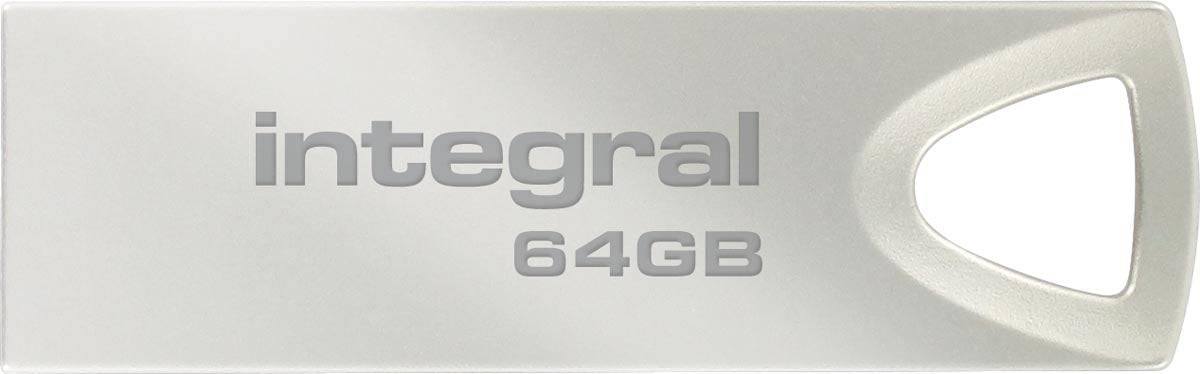 Integral ARC USB-stick 2.0, 64 GB, zilver met schokbestendige metalen behuizing