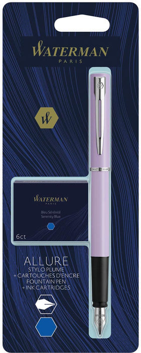 Waterman vulpen Allure Pastel fijne punt, inclusief 6 inktpatronen, op blister