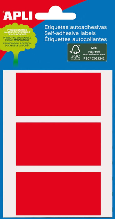 Gekleurde etiketten in etui rood (2073) met FSC-certificering