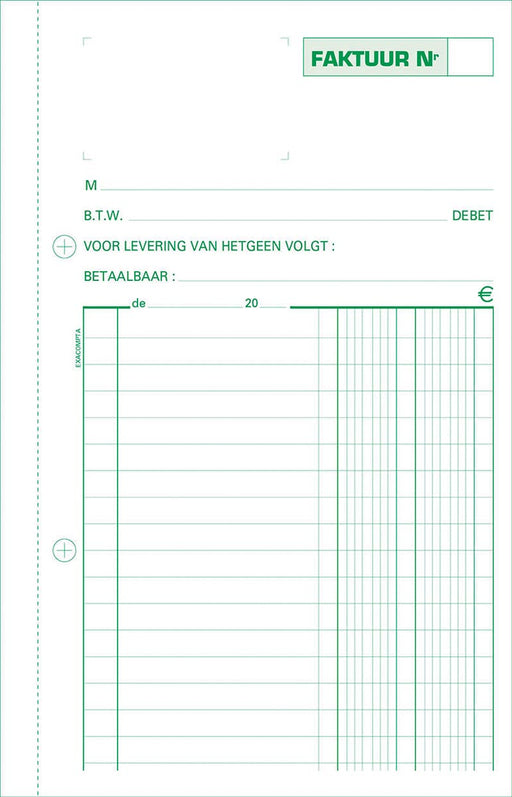 Exacompta facturen, ft 21 x 13,5 cm, dupli, verticaal, Nederlandstalig 10 stuks, OfficeTown