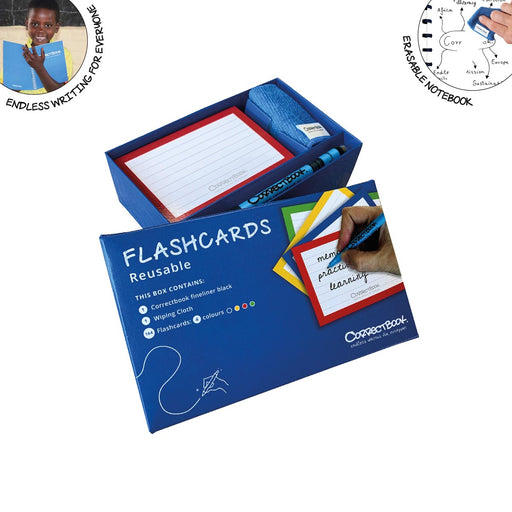 Correctbook Flashcards (systeemkaarten), uitwisbaar / herbruikbaar, gelijnd, pak van 144 stuks 35 stuks, OfficeTown