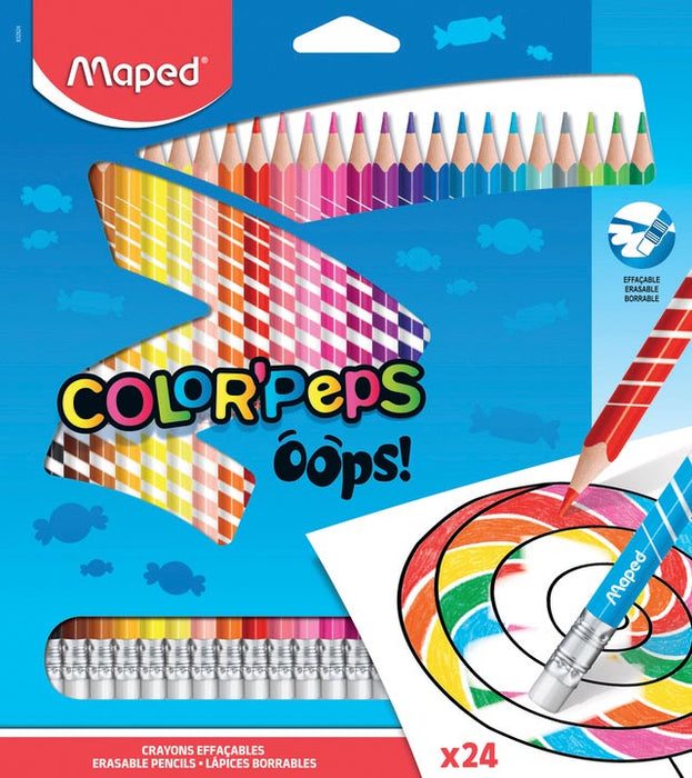 Maped kleurpotlood Color'Peps Oops, 24 potloden in een kartonnen etui met driehoekig lichaam