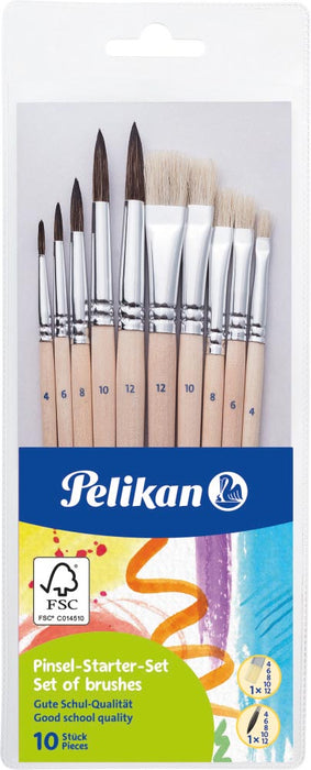 Penselenset van Pelikan, 10 stuks in blisterverpakking