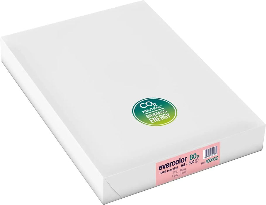 Clairefontaine Evercolor gekleurd gerecycled papier, A3, 80 g, 500 vellen, roze - OfficeTown