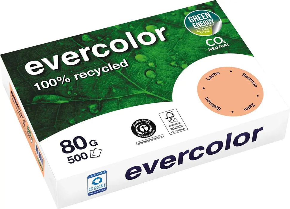 Clairefontaine Evercolor, gekleurd gerecycleerd papier, A4, 80 g, 500 vel, zalm - OfficeTown