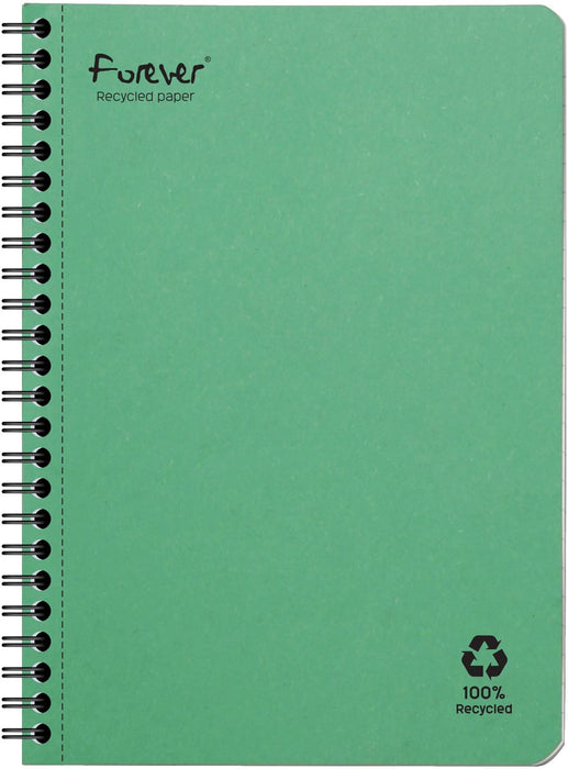 Clairefontaine FOREVER spiraalschrift, gerecycled, A5, 90g, 120 pagina's, gelinieerd, groen 5 stuks - OfficeTown