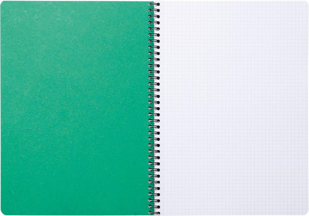 Clairefontaine FOREVER spiraalschrift, gerecycleerd, A4, 90g, 120 bladzijden, geruit 5 mm, groen 5 stuks - > Notitieboek Clairefontaine FOREVER gerecycled, A4, 90g, 120 pagina's, geruit 5 mm, groen 5 stuks - OfficeTown