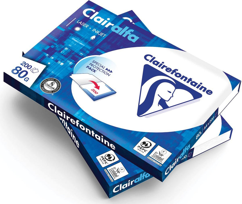 Clairefontaine printpapier A4 - formaat, 80 g, 200 vel per pak, 7 pakken per doos - OfficeTown
