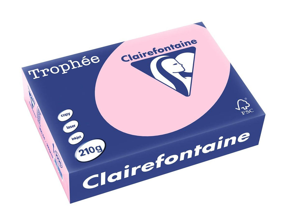 Clairefontaine Trophée Pastel, gekleurd papier, A4, 210 g, 250 vel, roze - OfficeTown