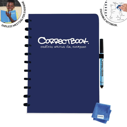 Correctbook A4 Original: uitwisbaar / herbruikbaar notitieboek, gelijnd, Midnight Blue (marineblauw) - OfficeTown