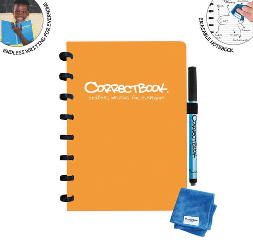 Correctbook A5 Original: uitwisbaar / herbruikbaar notitieboek, gelijnd, Peachy Orange (oranje) - OfficeTown