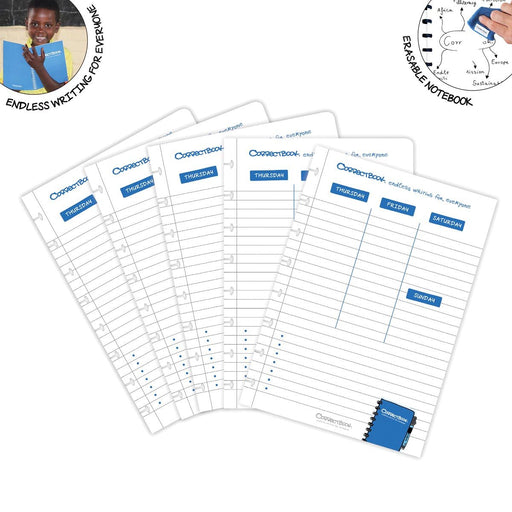 Correctbook A5 set met 5 weekplanner bladen, 10 pagina's (5 vel), uitwisbaar / herbruikbaar - > Correctbook A5 set met 10 uitwisbare vellen voor weekplanner - OfficeTown