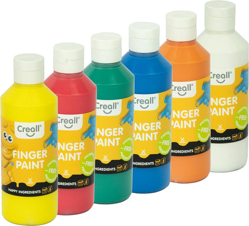 Creall vingerverf Happy, set met 6 flesjes van 250 ml in verschillende kleuren - OfficeTown