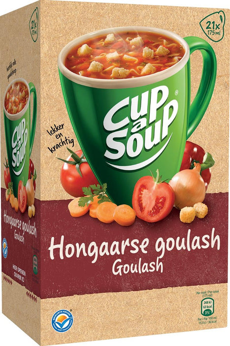 Cup - a - Soup Hongaarse goulash, doos met 21 zakjes van 175 ml goulash + croutons - OfficeTown