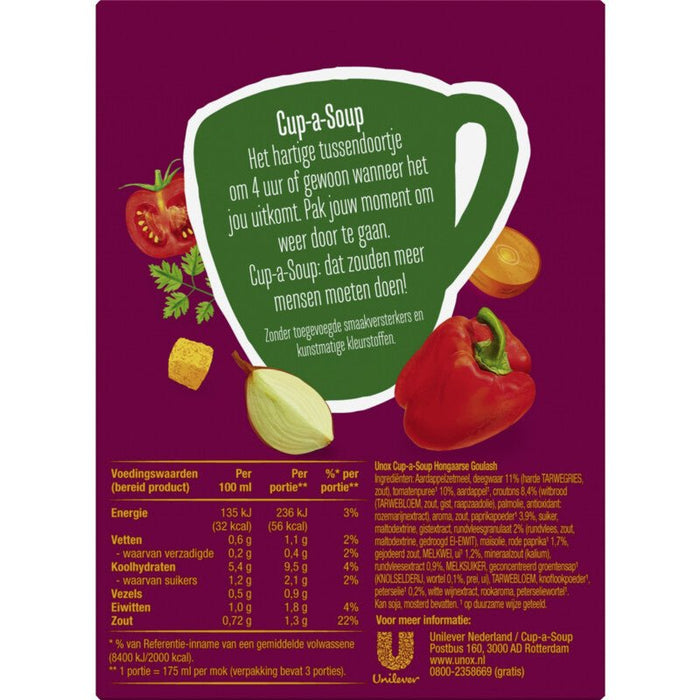 Cup - a - Soup Hongaarse goulash, doos met 21 zakjes van 175 ml goulash + croutons - OfficeTown