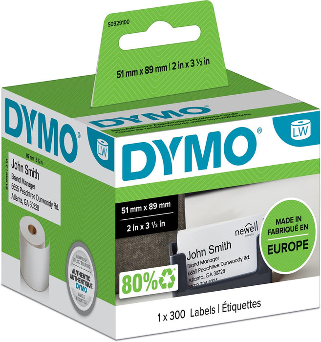 Dymo etiketten LabelWriter ft 51 x 89 mm, wit, 300 etiketten
