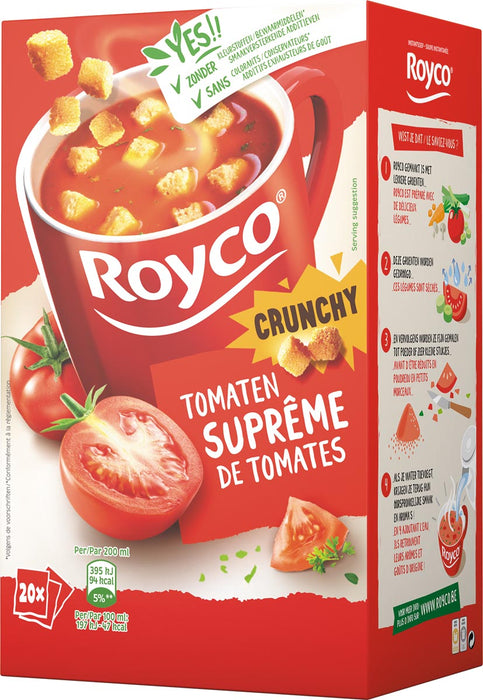 Royco Minute Soep Tomatencrèmesoep met Croutons, doos van 20 zakjes