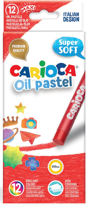 Oliepastels Carioca, assortiment van 12 stuks in gevarieerde kleuren met 6 extra stukken