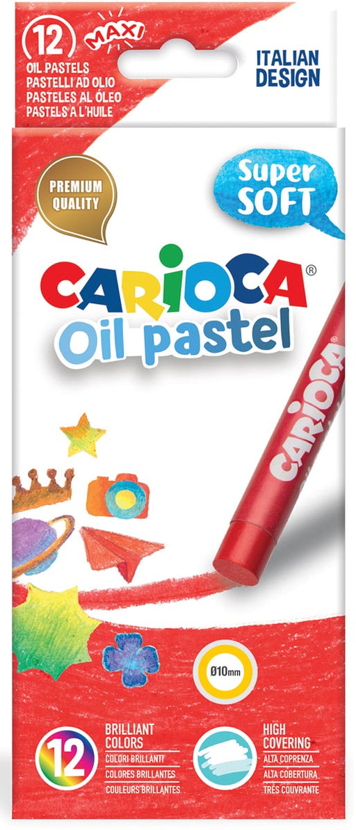 Carioca oliepastels, doos van 12 stuks in geassorteerde kleuren 6 stuks, OfficeTown