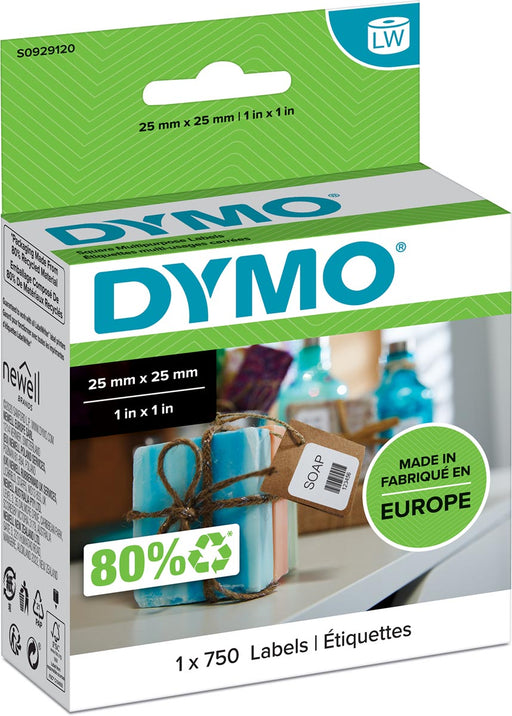 Dymo etiketten LabelWriter ft 25 x 25 mm, wit, 750 etiketten 6 stuks, OfficeTown