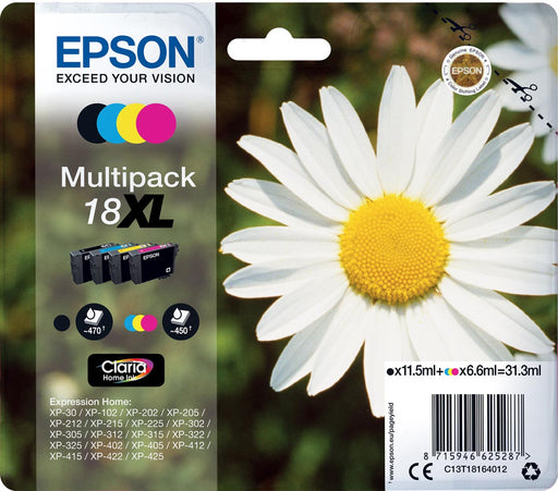 Epson inktcartridge 18XL, 450 pagina's, OEM C13T18164012, 4 kleuren 8 stuks, OfficeTown