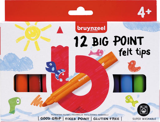Bruynzeel Kids viltstiften Big Point, set van 12 stuks, assorti 10 stuks, OfficeTown