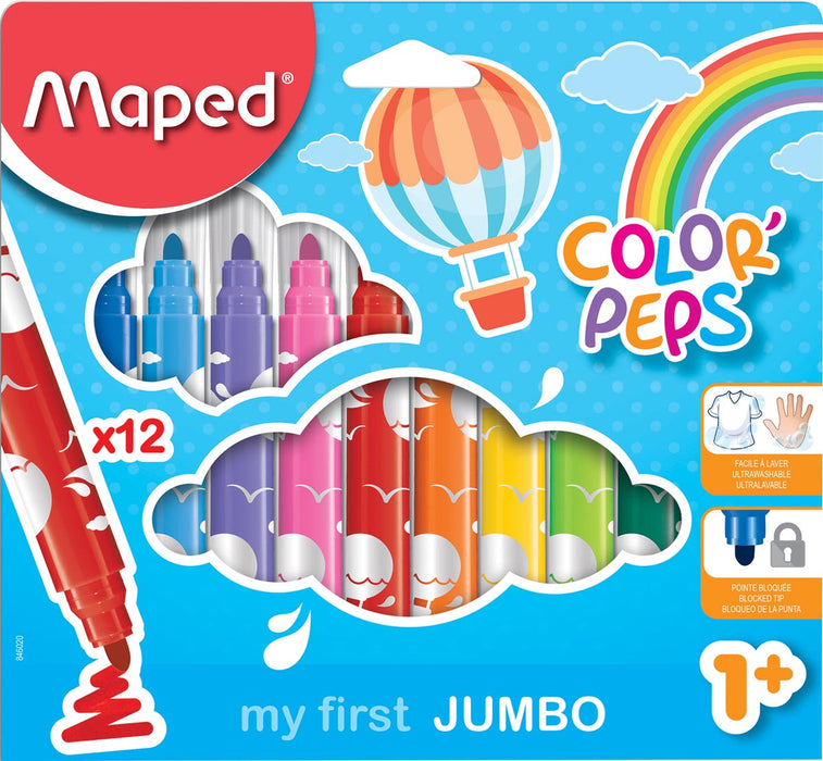 Maped viltstift Color'Peps Jumbo Early Age, etui van 12 stuks, assorti