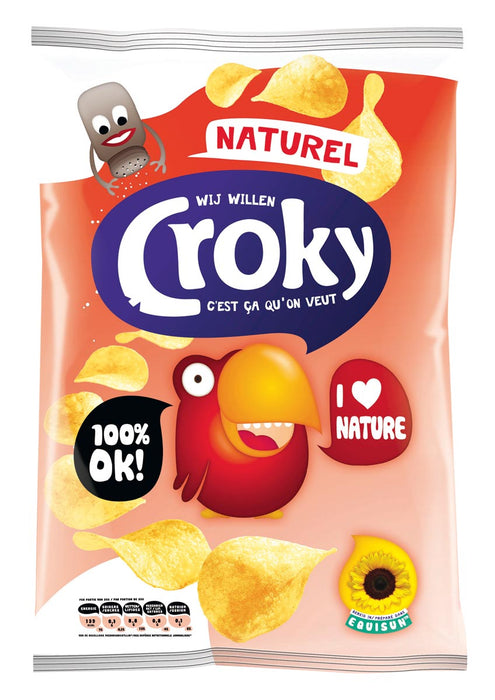 Croky chips naturel, 100 gram zakje 12 stuks