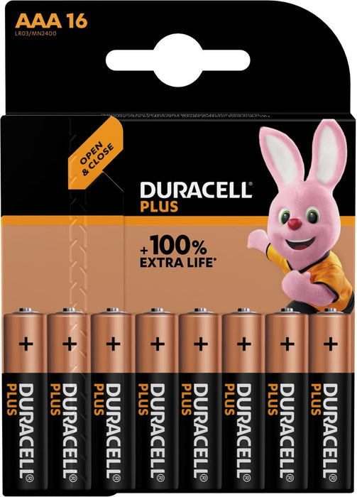 Duracell Plus 100% AAA-batterij, verpakking van 16 stuks