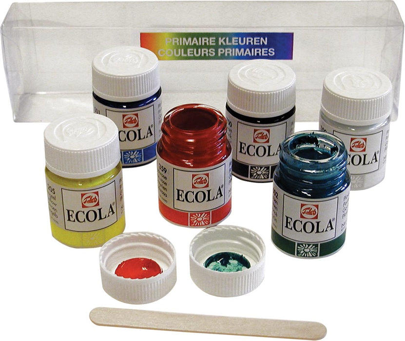 Talens Ecola plakkaatverf set van 6 potjes, 16 ml in diverse kleuren met hoge kwaliteit