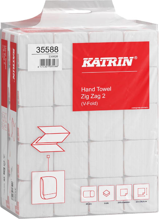 Katrin papieren handdoek V-vouw 35588, pak van 20 x 200 vel