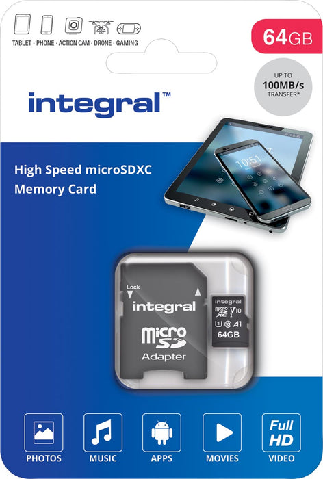 64 GB Integral microSDXC geheugenkaart met hoge snelheid