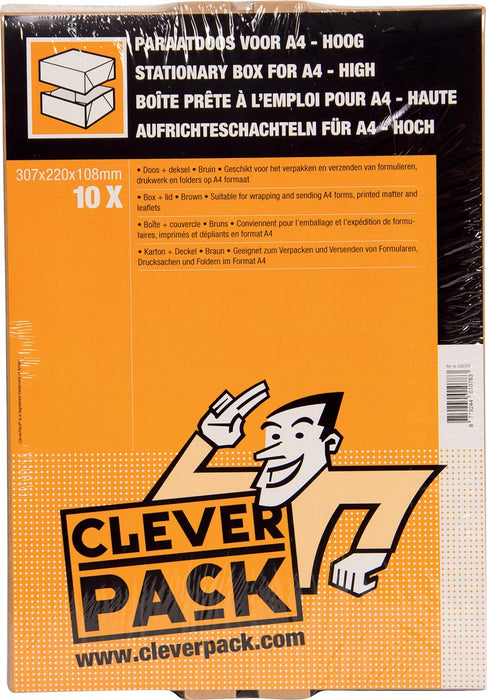 Cleverpack opbergdoos A4, ft 307 x 220 x 108 mm, pak van 10 stuks 5 stuks, OfficeTown