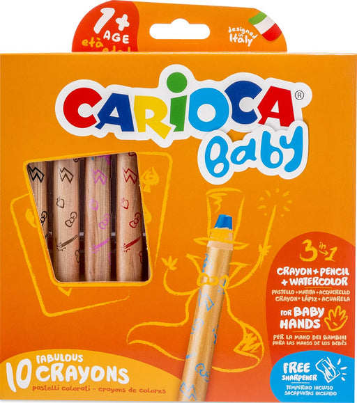 Carioca kleurpotlood Baby 3-in-1, geassorteerde kleuren, 10 stuks in een kartonnen etui 12 stuks, OfficeTown