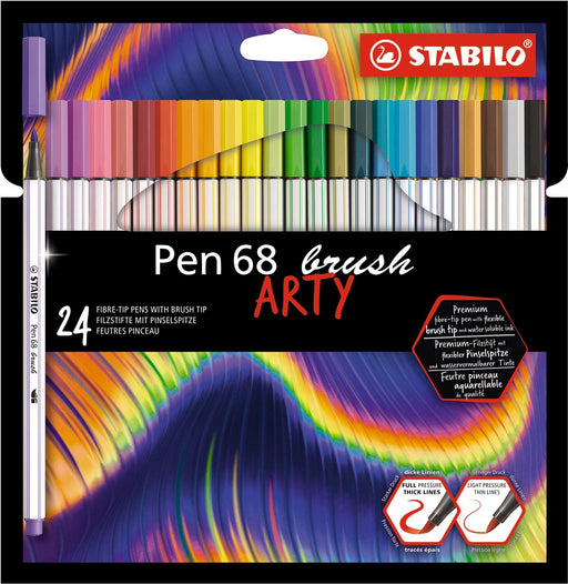 STABILO pen 68 brush ARTY, etui van 24 stuks, assorti 6 stuks, OfficeTown