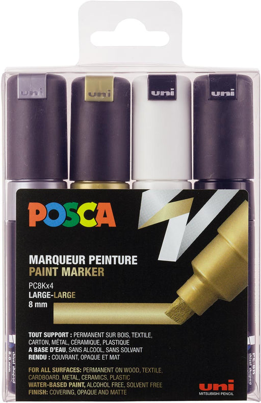 Posca paintmarker PC-8K, set van 4 stuks, assorti 12 stuks, OfficeTown