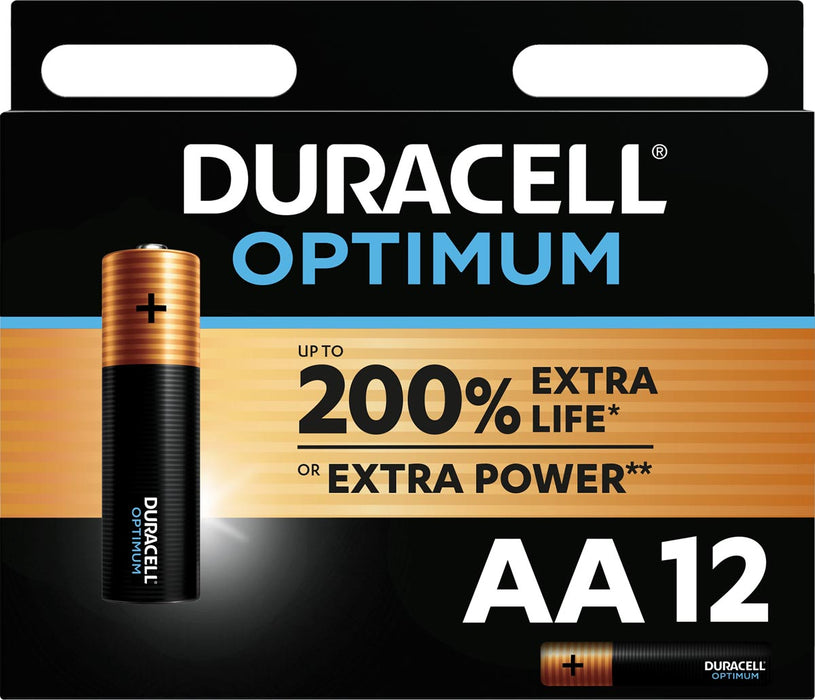 Duracell Optimum AA-batterij, blister van 12 stuks
