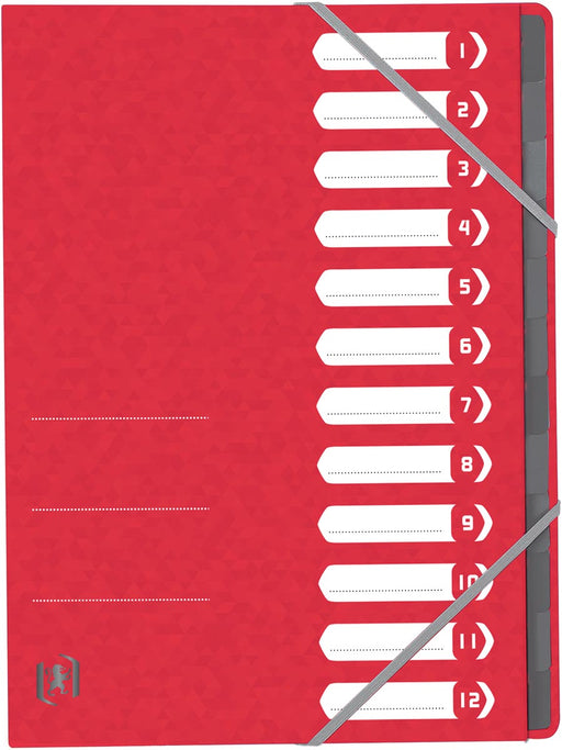 Elba Oxford Top File+ sorteermap, 12 vakken, met elastosluiting, rood 12 stuks, OfficeTown