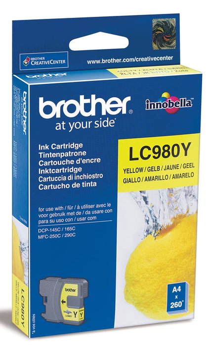 Brother inktcartridge, 260 pagina's, OEM LC-980Y, geel