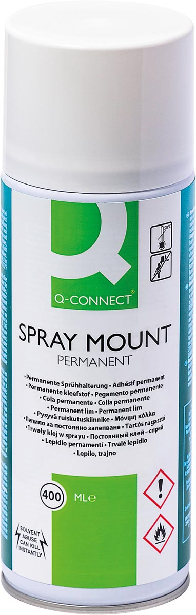 Q-CONNECT Quick Mount spray, permanent, spuitbus van 400 ml 12 stuks, OfficeTown