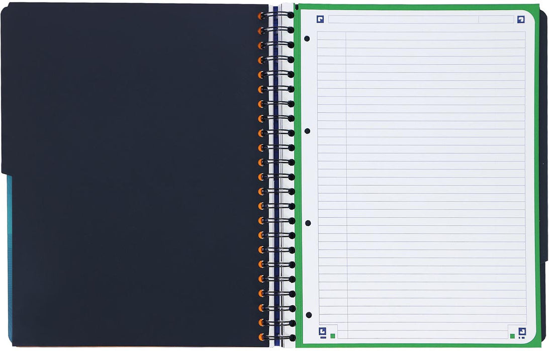 Oxford School Projectbook Spiraalschrift, ft A4+, 4-gaats, gelijnd, aqua blauw