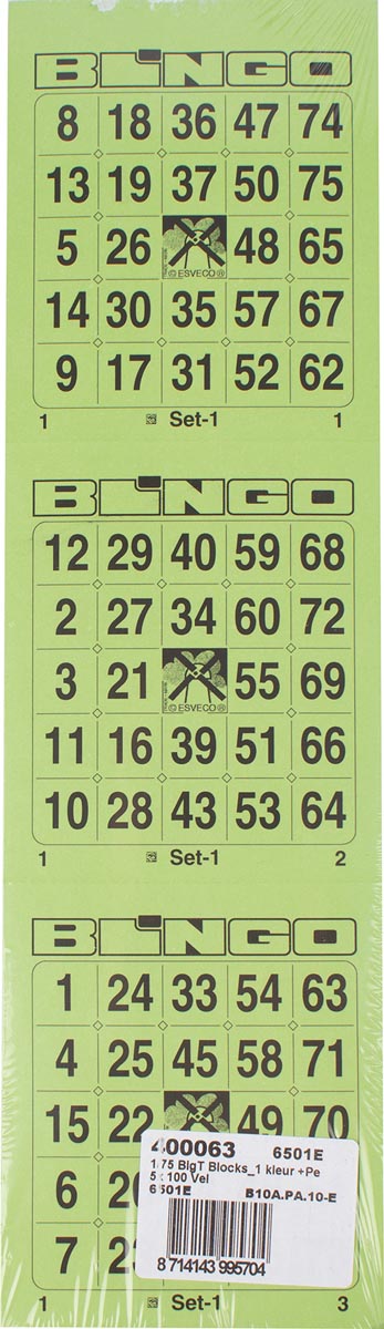 Bingokaarten, 3 kaarten per vel, pak van 5 x 100 vel 20 stuks, OfficeTown