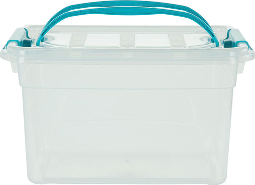 Whitefurze Carry Box opbergdoos 13 liter, transparant met blauwe handvaten 4 stuks, OfficeTown
