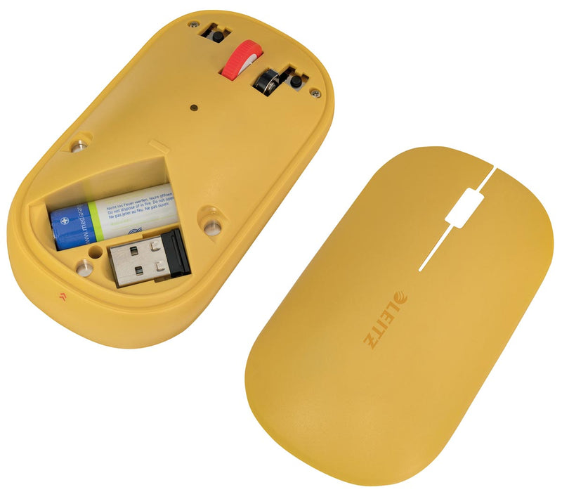 Leitz Cosy draadloze muis, geel met instelbare opties
