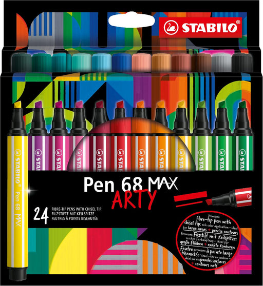 STABILO pen 68 viltstift MAX ARTY, etui van 24 stuks, assorti 6 stuks, OfficeTown