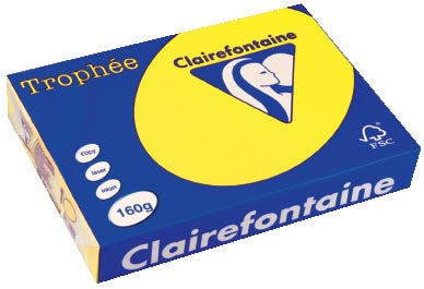 Clairefontaine Trophée Intens, gekleurd papier, A4, 160 g, 250 vel, zonnegeel 4 stuks, OfficeTown