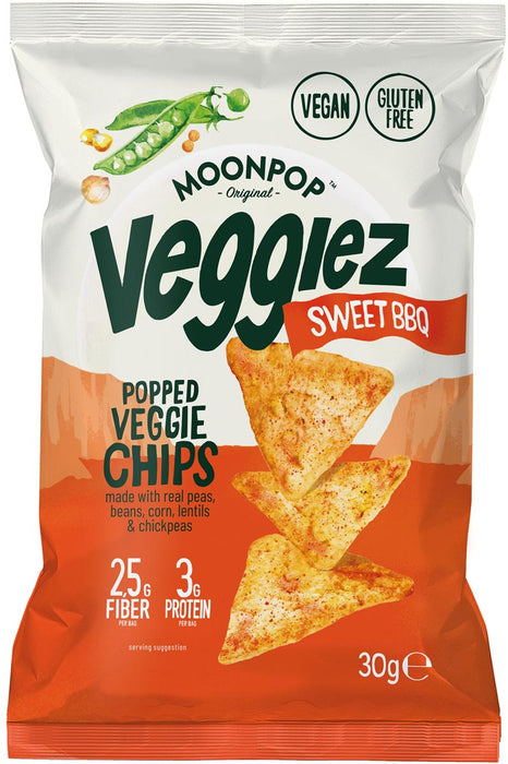 Moonpop Veggiez chips Sweet BBQ, zak van 30 g 12 stuks