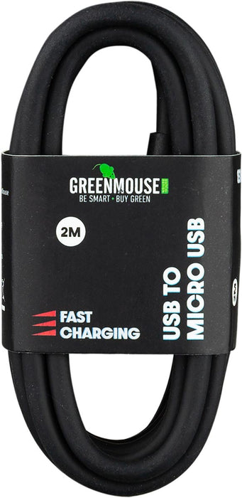 Groene USB-A naar micro-USB kabel, 2 m, zwart