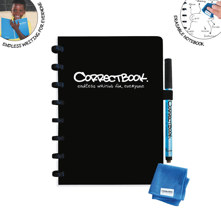 Correctbook A5 Original: herbruikbaar notitieboek, blanco, inkt zwart met marker en doekje